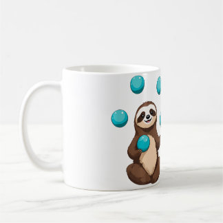 Taza De Café Perezoso lindo y divertido haciendo malabares con