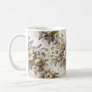 Taza De Café Perfección floral amarilla antigüa
