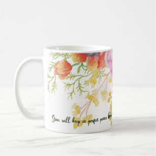 Taza De Café Perfecta paz floral acuarela de primavera 
