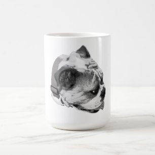 Taza De Café Perfil de bulldog audaz en monocromo nítido