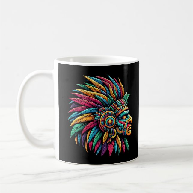 Taza De Café Perfil de guerrero maya azteca (Izquierda)
