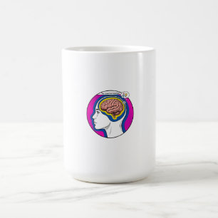 Taza De Café Perfil del cerebro cabeza humana círculo rosa azul