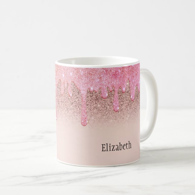 Taza De Café Perforaciones de Purpurina de oro Rosa a la moda (Anverso derecho)