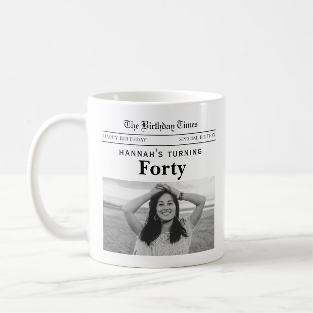 Taza De Café Periódico de cumpleaños 40 (Izquierda)