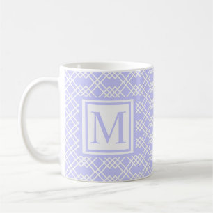 Taza De Café Periwinkle de luz geométrico monograma moderno