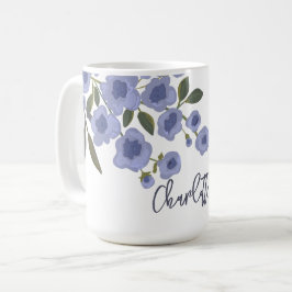 Taza De Café Periwinkle Floral Blooms Nombre personalizado mode