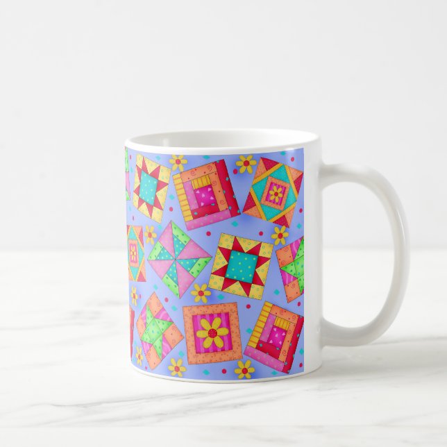 Taza De Café Periwinkle Patchwork Quilt Art Mug (Derecha)