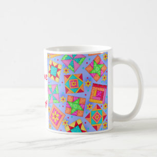 Taza De Café Periwinkle Patchwork Quilt Mug