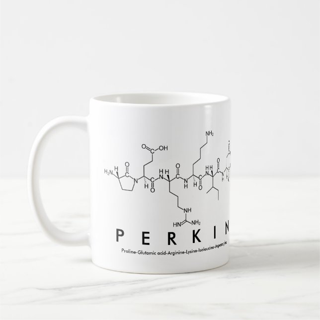 Taza De Café Perkin peptide nombre mug (Izquierda)