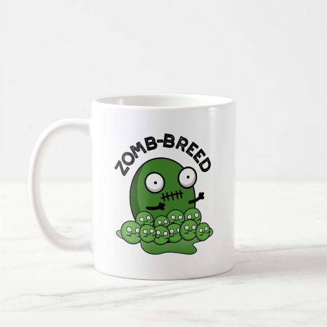 Taza De Café Perla de la raza Zom Funny Halloween Zombie (Izquierda)