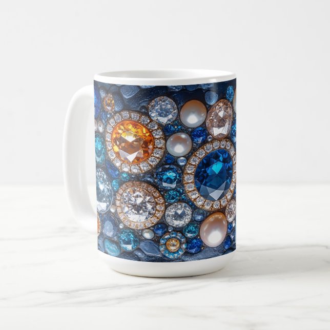 Taza De Café Perlas de diamantes de joyas preciosas de bonito (Anverso izquierdo)