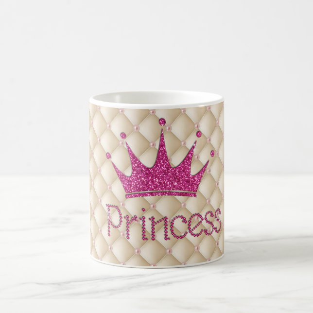 Taza De Café Perlas de Moda encantadoras, Tiara, Princesa, Purp (Centro)