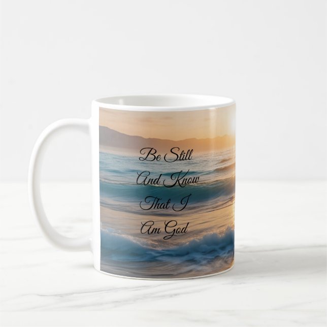 Taza De Café "Permanecer Y Saber Que Soy Dios" (Izquierda)