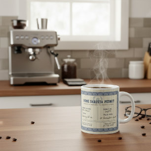 Taza De Café Permiso de Barista en Casa - Café personalizable M