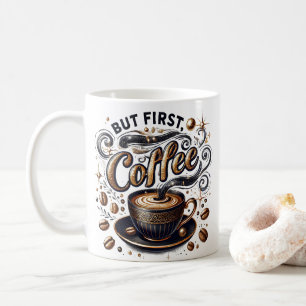 Taza De Café Pero el primer arte del café - Diseño de oro elega