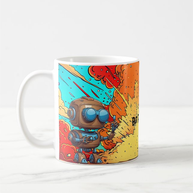 Taza De Café Pero Primero, ¡Café! Explosión de Robot Personaliz (Izquierda)