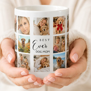 Taza De Café Perra madre mamá collage de fotos blanco negro