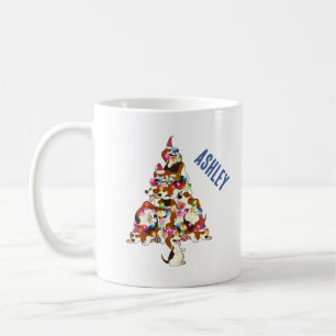 Taza De Café Perrito Beagle de Navidad Árbol de Navidad