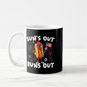Taza De Café Perrito caliente divertido del 4 de julio bandera