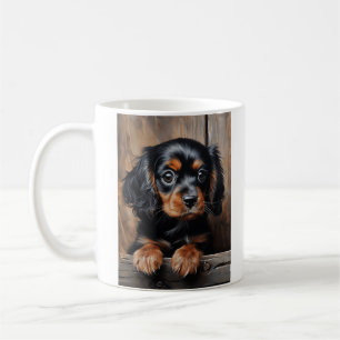 Taza De Café Perrito Cavalier negro y marrón