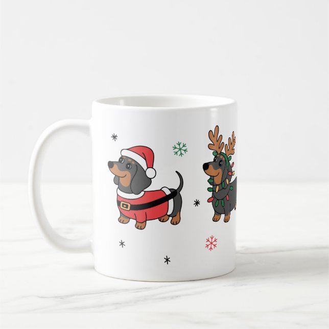 Taza De Café Perrito Dachshund Navidad  (Izquierda)