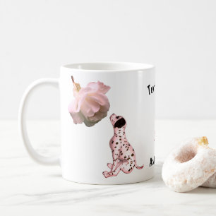 Taza De Café Perrito Dalmático Y Rosa Blanca Personalizado
