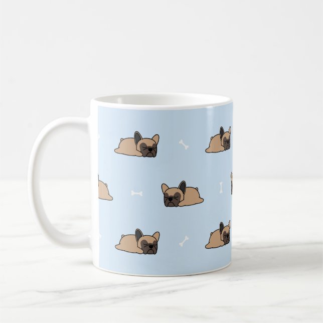 Taza De Café Perrito de bulldog francés lindo durmiendo sin cos (Izquierda)