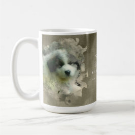 Taza De Café Perrito de los grandes Pirineos de la acuarela -