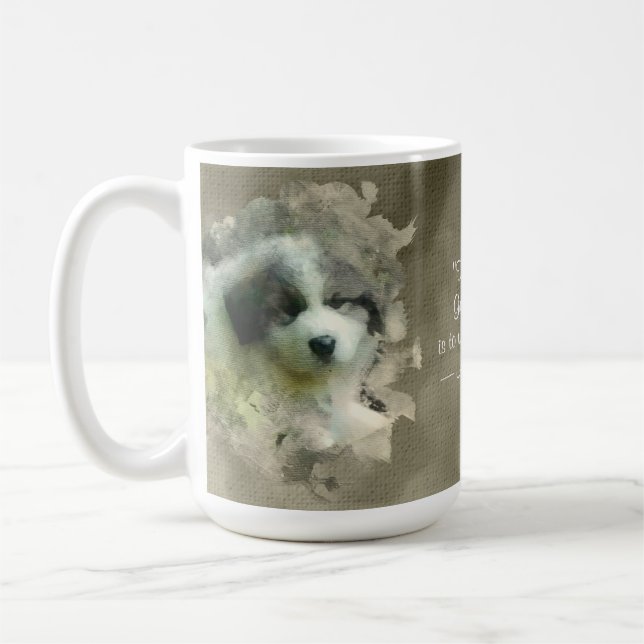 Taza De Café Perrito de los grandes Pirineos de la acuarela - (Izquierda)