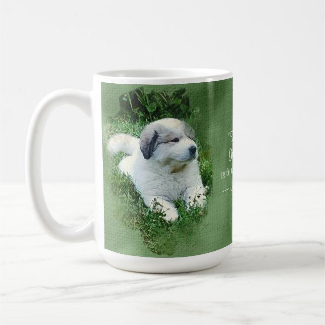 Taza De Café Perrito de los grandes Pirineos de la acuarela - (Izquierda)