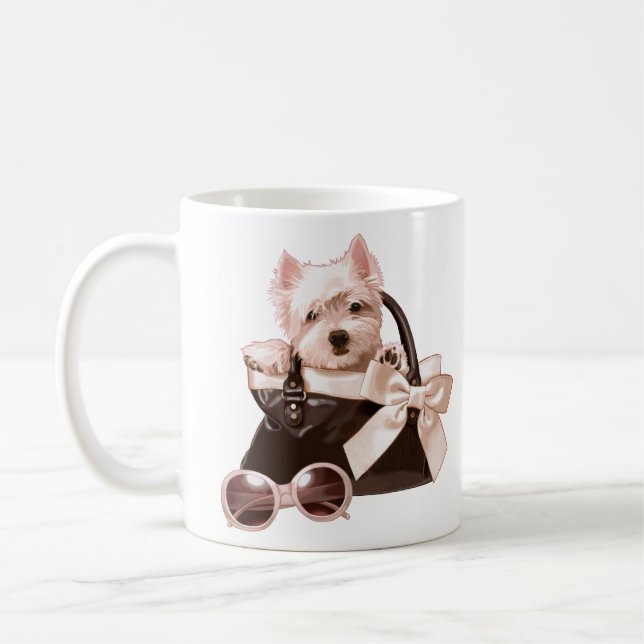 Taza De Café Perrito de Westie en bolso (Izquierda)
