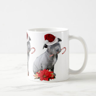 Taza De Café Perrito del pitbull del navidad