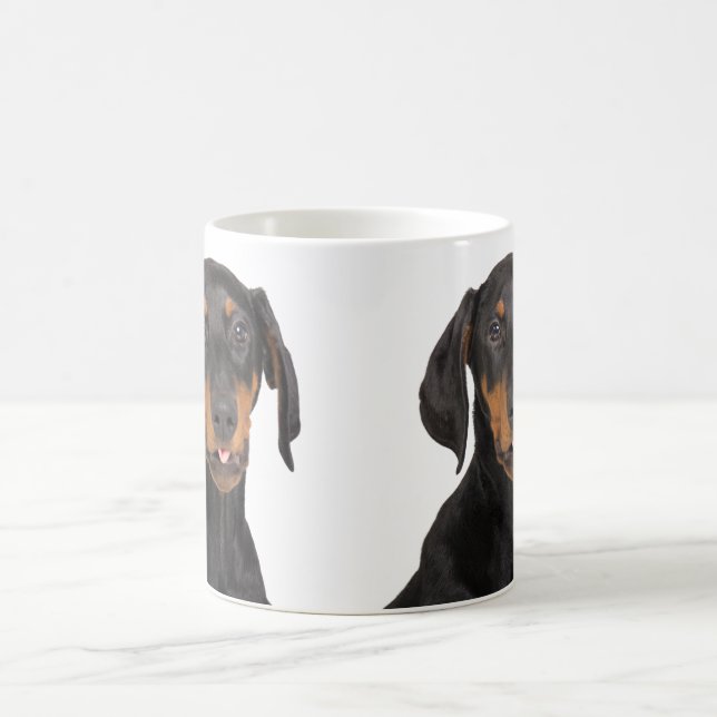 Taza De Café Perrito divertido del pincher del doberman (Centro)
