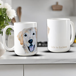 Taza De Café Perrito Golden Retriever acuarela