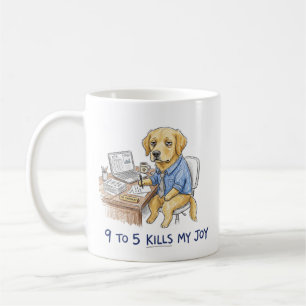 Taza De Café Perrito Golden Retriever Divertido 9 a 5 Mata Mi A