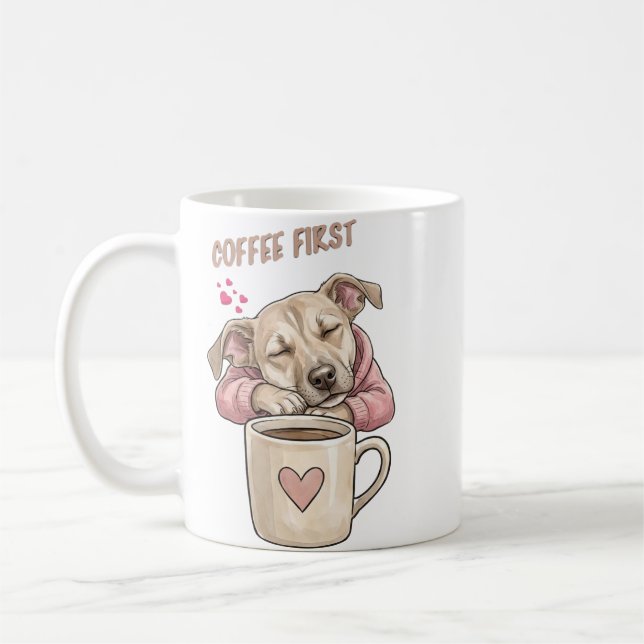 Taza De Café Perrito lindo durmiendo pacíficamente  (Izquierda)
