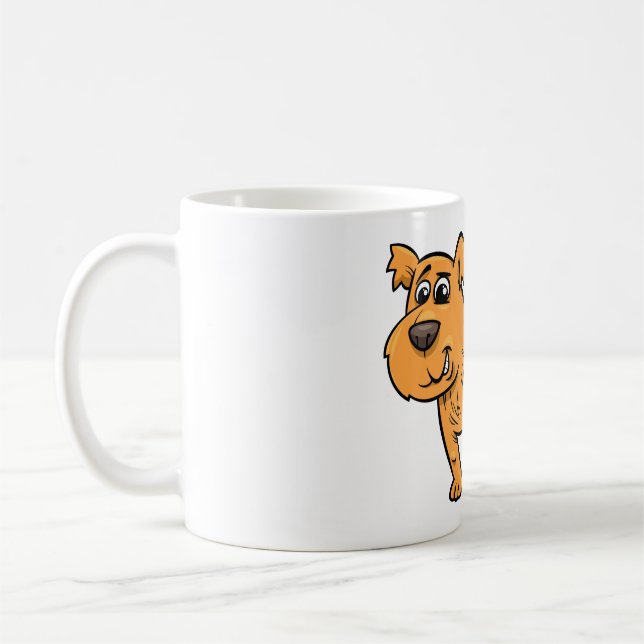 Taza De Café Perrito Naranja Desgreñado (Izquierda)