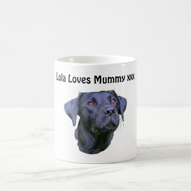 Taza De Café Perrito negro del labrador retriever (Centro)