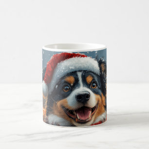 Taza De Café Perrito Pastor Australiano Montaña Rusa Navidad