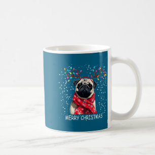Taza De Café Perrito Pug de Mujer Sombrero de Santa de Navidad