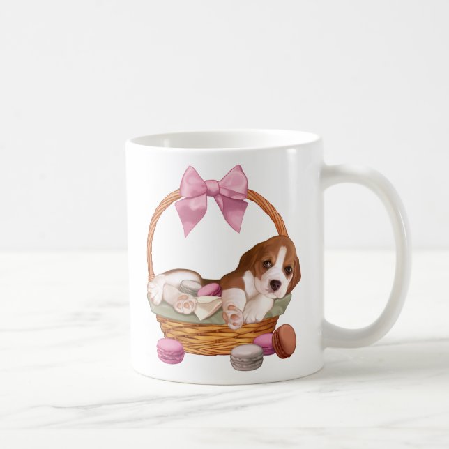 Taza De Café Perrito y macarrones del beagle (Derecha)