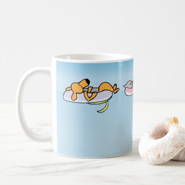 Taza De Café Perritos del agua en verano (Con donut)