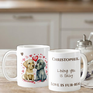 Taza De Café Perritos lindos que te aman nombre personalizado m