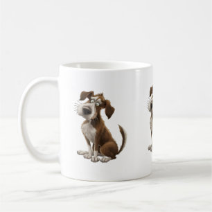 Taza De Café Perro acuarela confundido con perro sorprendido