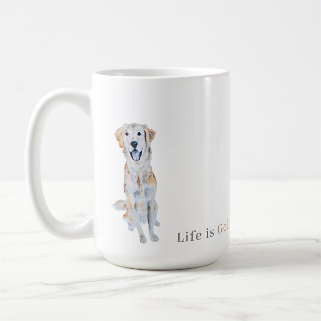 Taza De Café Perro acuarela de Golden Retriever (Izquierda)