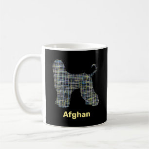 Taza De Café Perro afgano, amarillo y negro, líneas de la cuadr