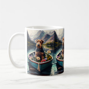 Taza De Café Perro Airedale en una paleta: Una aventura escénic