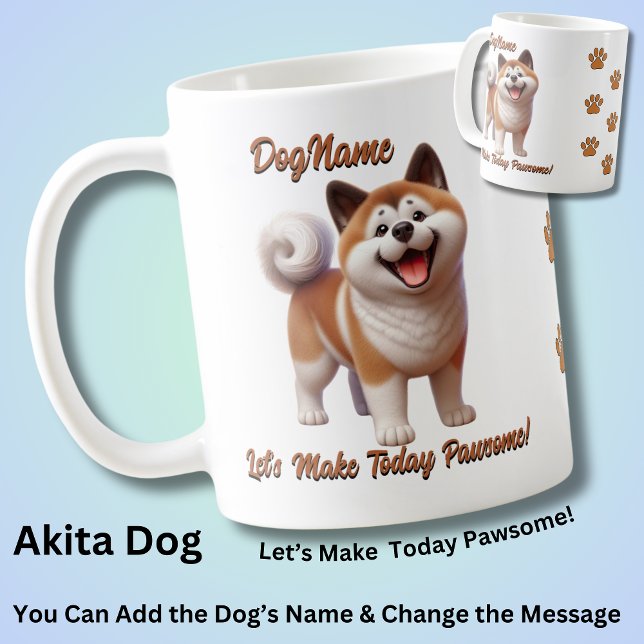 Taza De Café Perro Akita - Añadir nombre, cambiar texto (Subido por el creador)