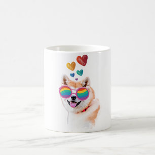 Taza De Café Perro Akita con corazón Da de San Valentín