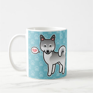 Taza De Café Perro Alaskan Klee Kai Gris Claro Con Un Corazón
